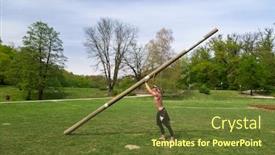  Presentation with athlete - Colorful slide deck enhanced with young athlete man training in the park with huge wooden log backdrop and a tawny brown colored foreground
