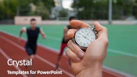  Presentation with color run - Presentation design with young athlete men run background and a tawny brown colored foreground