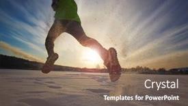  Presentation with athlete - Presentation design consisting of young-athlete-running-in-snowdrift background and a coral colored foreground