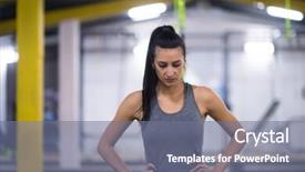  Presentation with st andrews cross - PPT theme featuring young athlete woman at cross background and a gray colored foreground
