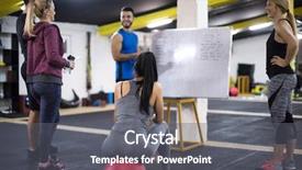  Presentation with group training - Presentation theme consisting of young athletes getting instruction background and a  colored foreground