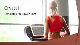  Presentation with treadmill - PPT layouts featuring young-athletic-beautiful-woman-training background and a white colored foreground