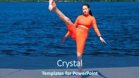  Presentation with physical exercises - Presentation with young-athletic-girl-does-physical background and a ocean colored foreground
