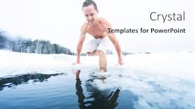  Presentation with winter ice - PPT layouts enhanced with young-athletic-man-going background and a white colored foreground