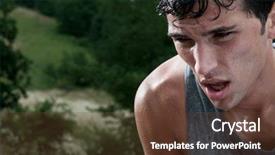  Presentation with training - Colorful slide deck enhanced with young athletic man taking backdrop and a tawny brown colored foreground
