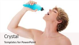  Presentation with drinking water - Amazing presentation theme having young athletic man with energy backdrop and a lemonade colored foreground