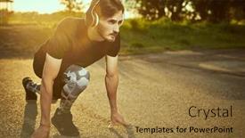  Presentation with hobbies - Presentation consisting of young-athletic-man-with-headphones background and a gold colored foreground