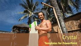  Presentation with surfing - Presentation design enhanced with young-athletic-man-with-kite and a red colored foreground