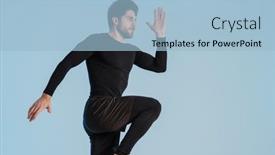  Presentation with exercise - Presentation design enhanced with young-athletic-sportsman-doing-exercise background and a light blue colored foreground