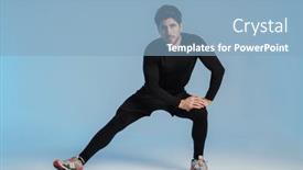  Presentation with exercise - Colorful presentation design enhanced with young-athletic-sportsman-doing-exercise backdrop and a light blue colored foreground
