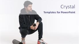  Presentation with water bottle - Beautiful presentation design featuring young-athletic-sportsman-posing backdrop and a sky blue colored foreground