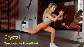  Presentation with exercises - Presentation enhanced with young-athletic-woman-doing-exercises background and a tawny brown colored foreground