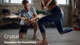  Presentation with suspension - PPT layouts enhanced with young-athletic-woman-in-sports background and a tawny brown colored foreground