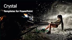  Presentation with winter - Audience pleasing presentation consisting of young athletic woman pulling car backdrop and a black colored foreground