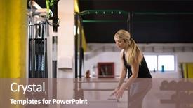  Presentation with training - Colorful slides enhanced with young athletic woman training jumping backdrop and a  colored foreground