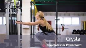  Presentation with training - Presentation theme featuring young athletic woman training jumping background and a  colored foreground