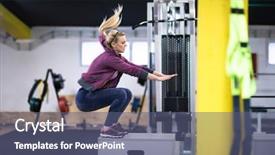  Presentation with music and athletic training - Amazing PPT layouts having young athletic woman training jumping backdrop and a  colored foreground
