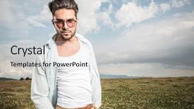  Presentation with special education young adult man - Cool new PPT theme with young attactive man posing outside backdrop and a lemonade colored foreground