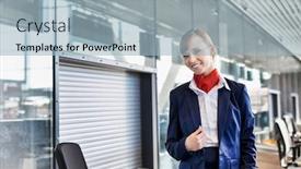  Presentation with airport security - Audience pleasing PPT theme consisting of young-attractive-airport-security-personnel backdrop and a light blue colored foreground