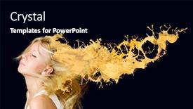  Presentation with hair color - Amazing presentation theme having young attractive blond girl with hair in color splashes backdrop and a black colored foreground