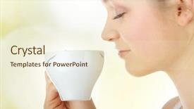  Presentation with drinking contraceptives pharmacy and healthcare - Slide set with young attractive blond woman drinking background and a cream colored foreground