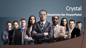  Presentation with young business people - Beautiful theme featuring young attractive business people backdrop and a gray colored foreground