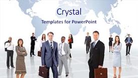  Presentation with animated business people - Presentation featuring young attractive business people background and a sky blue colored foreground