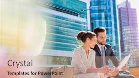  Presentation with building plans - Beautiful slides featuring young-attractive-businessman-discussing-business backdrop and a soft green colored foreground