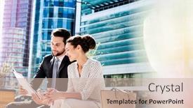  Presentation with building plans - Colorful slide deck enhanced with young-attractive-businessman-discussing-business backdrop and a soft green colored foreground