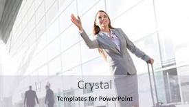  Presentation with taxi - Slides enhanced with young-attractive-businesswoman-calling background and a lemonade colored foreground