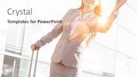  Presentation with taxi - Presentation design with young-attractive-businesswoman-calling background and a white colored foreground