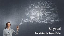  Presentation with wall paint - Colorful PPT layouts enhanced with young attractive businesswoman with paint brush and business sketches on wall backdrop and a dark gray colored foreground