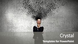  Presentation with thoughts - Amazing theme having doubt thinking female decision expression - young attractive businesswoman with thoughts backdrop and a gray colored foreground