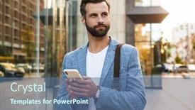  Presentation with confident - Theme consisting of young-attractive-confident-man-text background and a  colored foreground