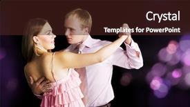  Presentation with dancing - PPT theme featuring young attractive couple dancing space background and a wine colored foreground