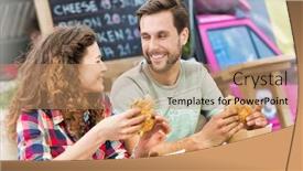  Presentation with food truck - Colorful presentation enhanced with young-attractive-couple-eating-ham backdrop and a coral colored foreground