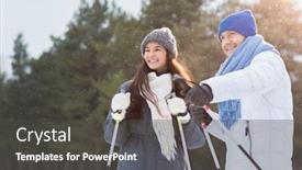  Presentation with sportswear - Cool new presentation theme with day in park while ski backdrop and a dark gray colored foreground