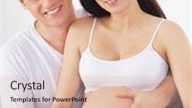  Presentation with pregnant mother - Slides with young attractive couple pregnant mother and happy father background and a lemonade colored foreground