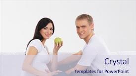  Presentation with pregnant mother - Presentation design consisting of young attractive couple pregnant mother and happy father background and a sky blue colored foreground