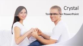  Presentation with pregnant mother - Amazing presentation design having young attractive couple pregnant mother and happy father backdrop and a lemonade colored foreground