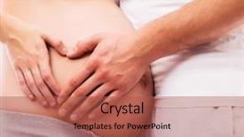  Presentation with pregnant mother - Slide deck enhanced with young attractive couple pregnant mother and happy father background and a red colored foreground