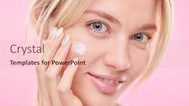  Presentation with skincare - Colorful slide set enhanced with young-attractive-female-applying-hydrating backdrop and a lemonade colored foreground