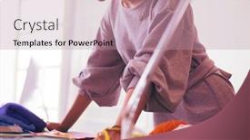  Presentation with females - Presentation theme consisting of young-attractive-females-fashion-designers background and a coral colored foreground