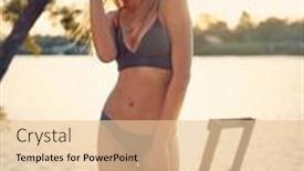  Presentation with dock - PPT theme consisting of young-attractive-girl-in-bikini background and a lemonade colored foreground