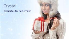  Presentation with christmas girl - Colorful PPT theme enhanced with young-attractive-girl-in-christmas backdrop and a sky blue colored foreground