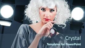  Presentation with shooting - Theme enhanced with young attractive girl with in the studio shooting background and a ocean colored foreground