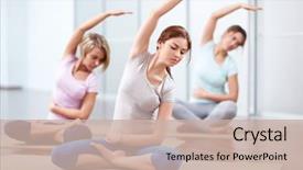  Presentation with yoga - PPT theme consisting of young attractive girls do yoga background and a soft green colored foreground