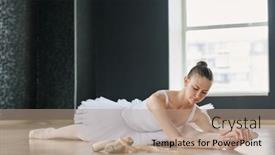  Presentation with exercise - PPT theme having young-attractive-graceful-woman-bending background and a coral colored foreground