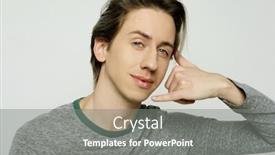  Presentation with young man on the phone - Audience pleasing presentation consisting of young-attractive-guy-makes-phone backdrop and a gray colored foreground