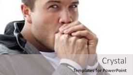  Presentation with ethnic - Audience pleasing PPT theme consisting of young attractive male portrait multi-ethnic model shows he is cold by warming his hands backdrop and a light gray colored foreground